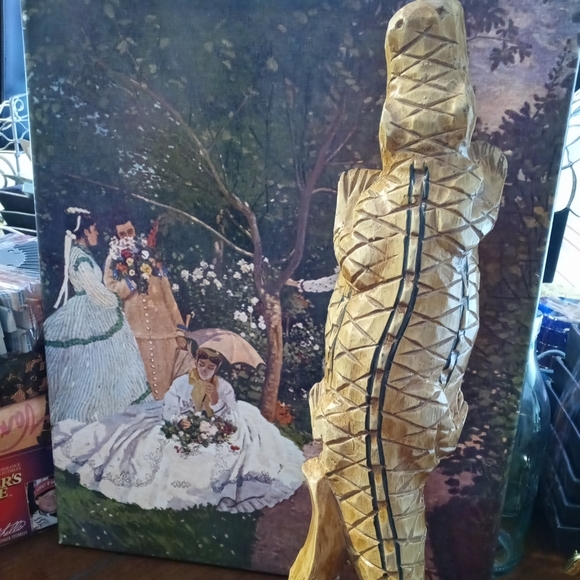 Hand Carved Wood Alligator Folk Art Primitive Cabin,VINTAGE,NICE GIFT.🐊 - Picture 7 of 12